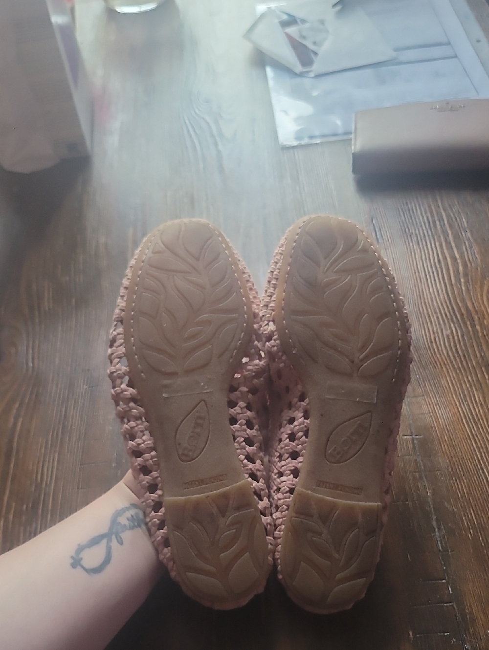Born Shoes Women’s 8 Pink Cameo II Mule Slide Sandal Slip On Leather Knit Size 8 - Picture 5 of 8
